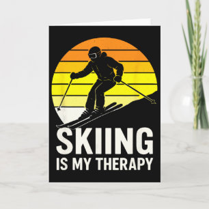 Retro Downhill Skiing Winter Sunset Snow Sport Ski Card