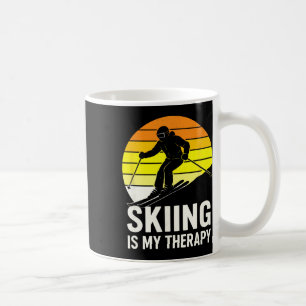 Retro Downhill Skiing Winter Sunset Snow Sport Ski Coffee Mug