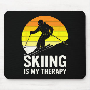 Retro Downhill Skiing Winter Sunset Snow Sport Ski Mouse Pad