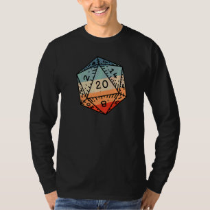 Retro Dragon Dungeon Dice D20 Dice  Rpg Gamer T-Shirt