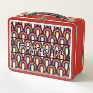 Retro Drawing I Custom Name Metal Lunch Box