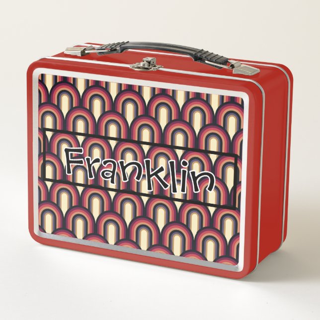 Retro Drawing I Custom Name Metal Lunch Box (Front)