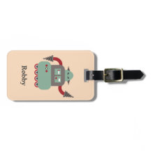Retro Driller Robot Personalized Luggage Tag