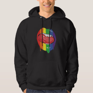 Retro Dripping Rainbow Lips Lgbt Lesbian Gay Pride Hoodie