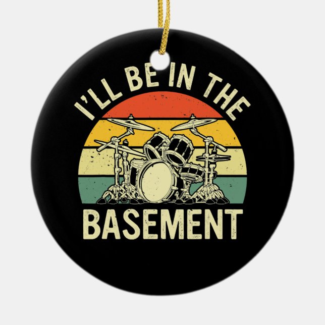 Retro Drum Set Design Funny Drummer Men Women Ceramic Ornament (Front)