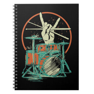 Retro Drum Set Music Drummer Drumsticks Notebook
