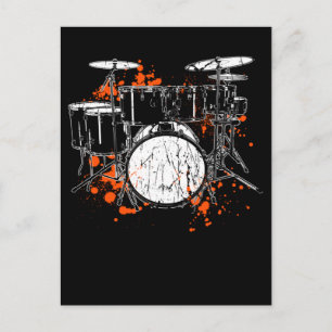 Retro Drum Set Music Drummer Postcard