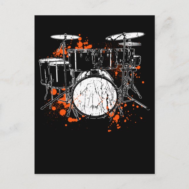 Retro Drum Set Music Drummer Postcard (Front)