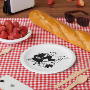 Retro Drummer Paper Plate