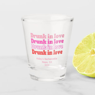 Retro Drunk in Love Bachelorette Party Shot Glass