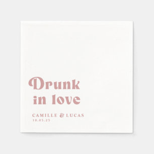 Retro Drunk In Love Personalized Napkins