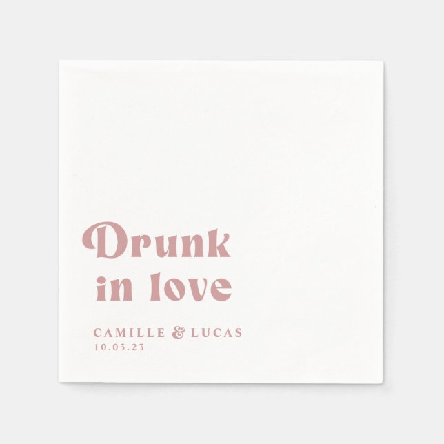 Retro Drunk In Love Personalized Napkins (Front)