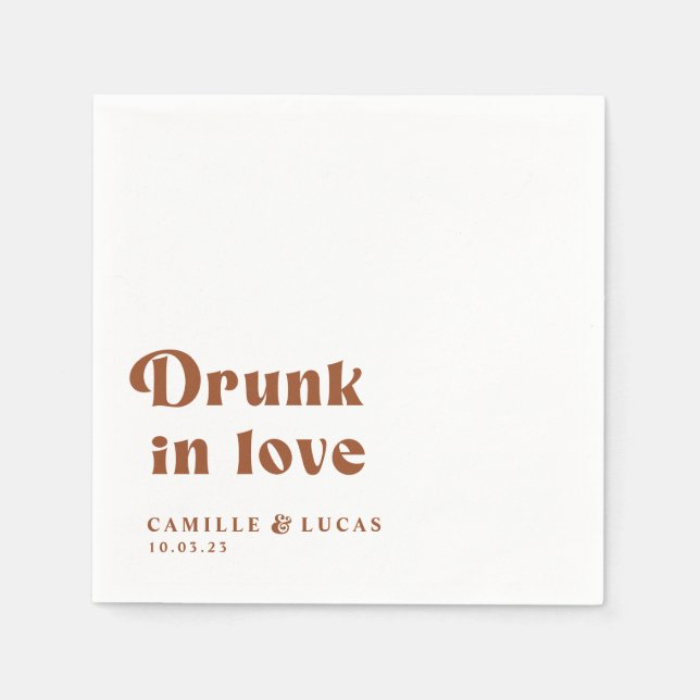 Retro Drunk In Love Personalized Napkins (Front)