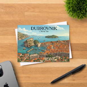 Retro Dubrovnik Croatia Adria Coast Panorama View Acrylic Invitations