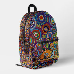 retro duck painting printed backpack