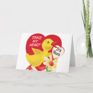 Retro Duck Valentine's Day Greeting Card