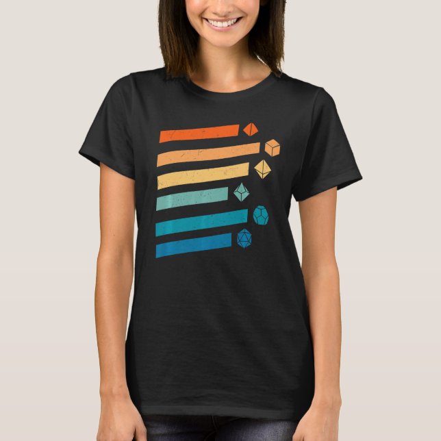 Retro Dungeons Dice Shirt D20 Dragons Fantasy Gami (Front)