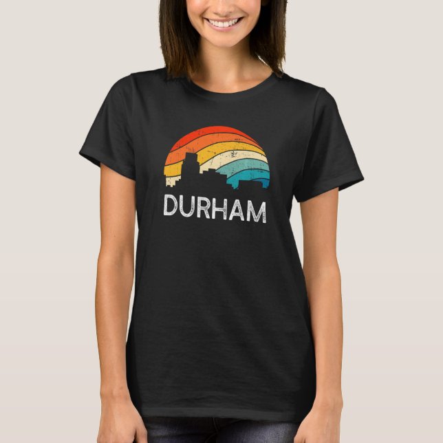 Retro Durham Skyline Vintage Urban Skyscraper T-Shirt (Front)
