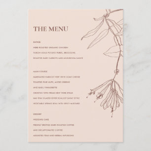RETRO DUSKY BLUSH LINE DRAWING FLORAL MENU