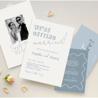 Retro dusty blue Fun Wavy Handwritten Wedding