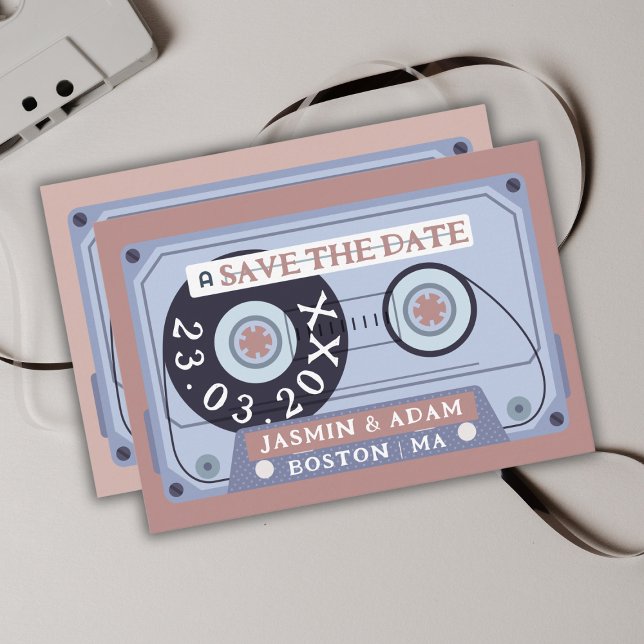 Retro Dusty Pink Cassette Tape Save The Date (Creator Uploaded)