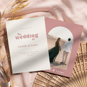 Retro Dusty Rose mariage invitation