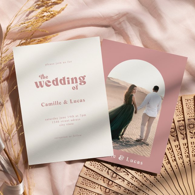 Retro Dusty Rose mariage invitation (Créateur téléchargé)