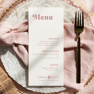 Retro Dusty Rose Rust Mariage Menu