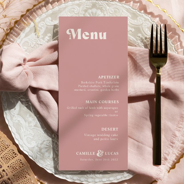 Retro Dusty Rose Rust Mariage Menu (Créateur téléchargé)