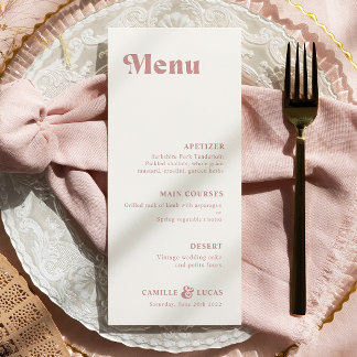 Retro Dusty Rose Rust Wedding Menu