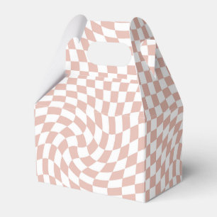 Retro Dusty Rose Sand Pink Checks Chequered    Favor Box