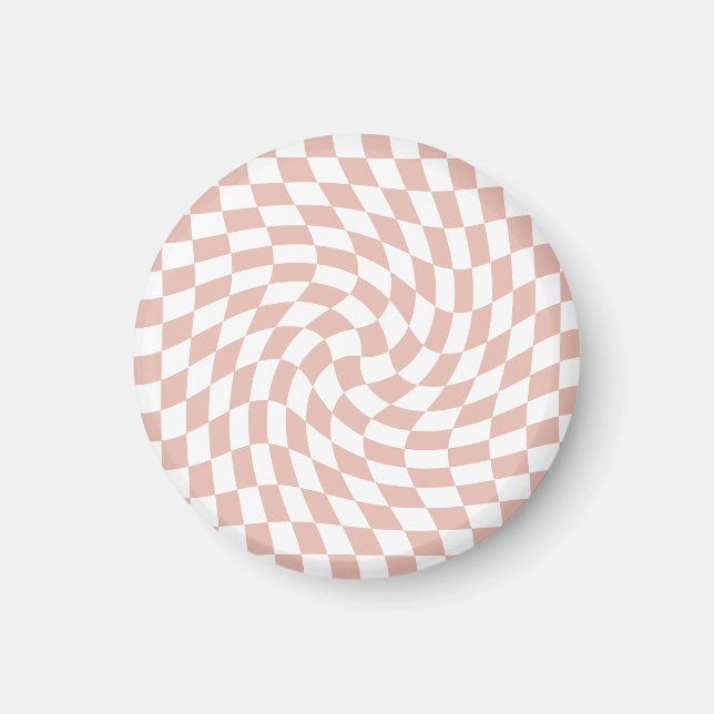 Retro Dusty Rose Sand Pink Checks Chequered     Magnet (Front)