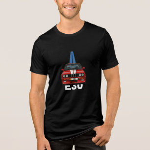 Retro E30 Classic Red Sports Car  Tri-Blend Shirt