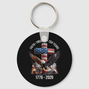 Retro Eagle Faith - Freedom - 250 Years Christian Keychain