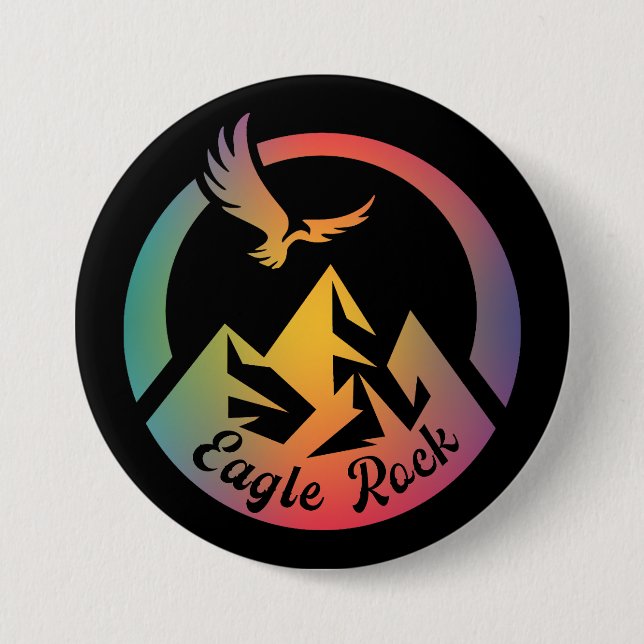 Retro Eagle Rock Hike Sunset 3 Inch Round Button (Front)