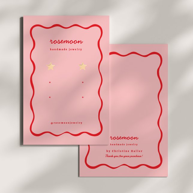 Retro Earring Display Card Red Squiggle (Creator Uploaded)