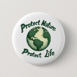 Retro Earth Day – Protect Nature, Protect Life 2 Inch Round Button
