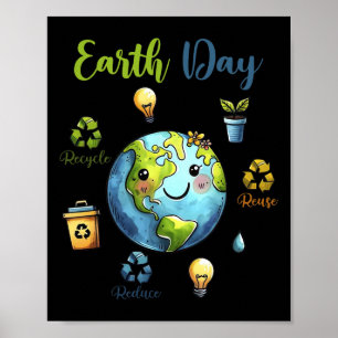 Retro Earth Day Reduce Reuse Recycle Poster