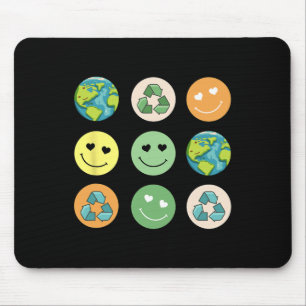Retro Earth Day Smile Reduce Reuse Recycle Respect Mouse Pad