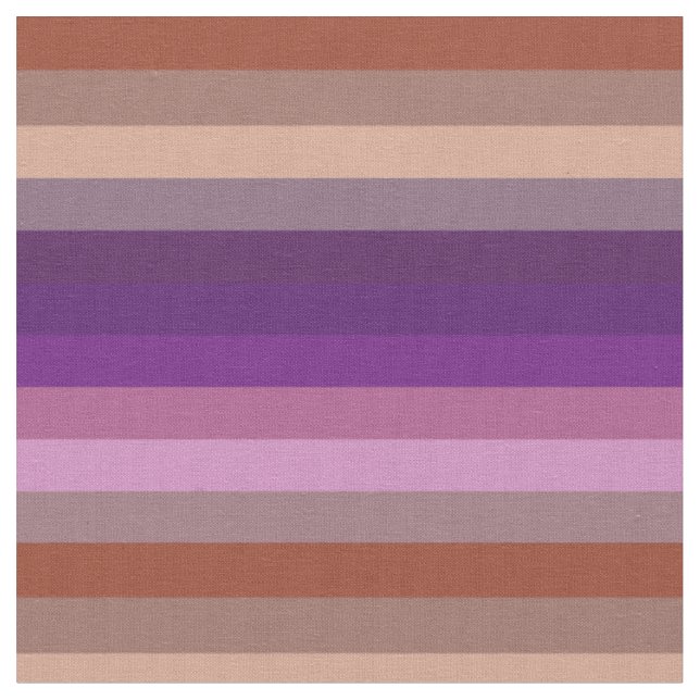 Retro Earth & Plum Horizontal Stripe Pattern Fabric (Close Up)