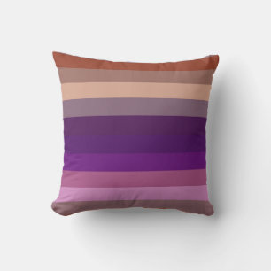Retro Earth & Plum Horizontal Stripe Pattern Throw Pillow