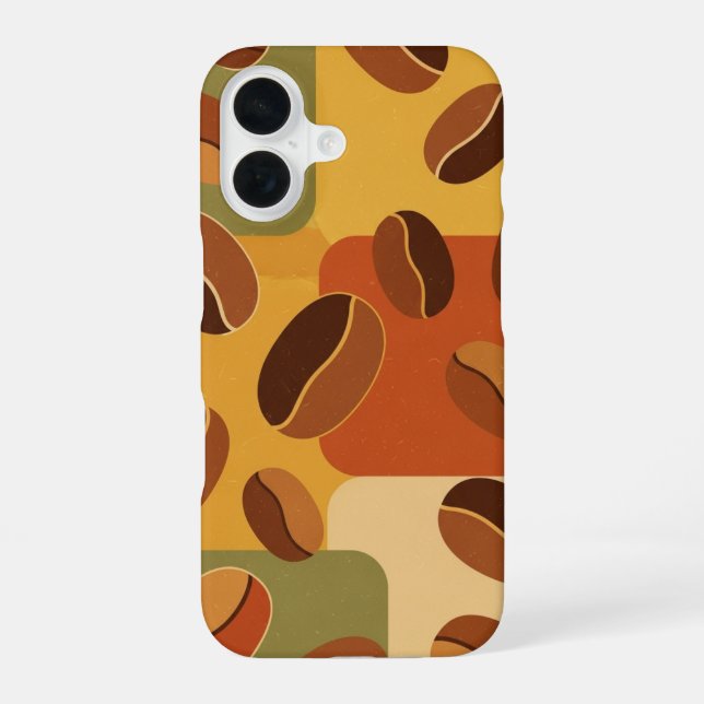 Retro Earth Tones Coffee Abstract iPhone 16 Case (Back)