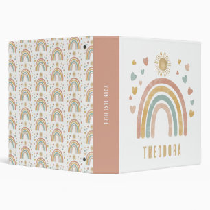 Retro Earthy Colours Watercolor Rainbow Sun Album Binder