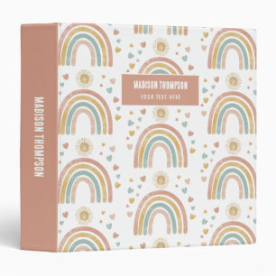 Retro Earthy Colours Watercolor Rainbow Sun Patter Binder