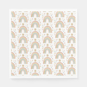 Retro Earthy Colours Watercolor Rainbow Sun Patter Napkin