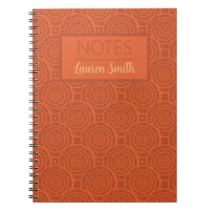 Retro Earthy Orange Mandala Pattern Notebook