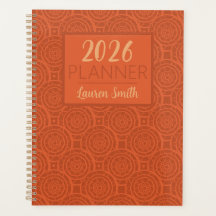 Retro Earthy Orange Mandala Pattern