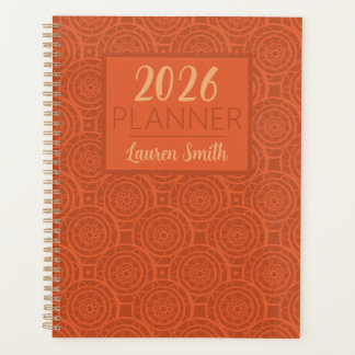 Retro Earthy Orange Mandala Pattern Planner