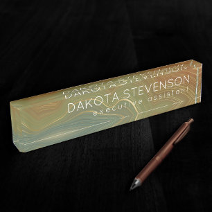 Retro Earthy Strata   Vintage Neutral Tone Agate Nameplate