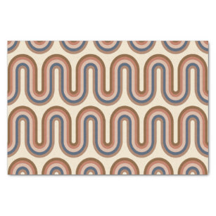 Retro Earthy Wavy Lines in Brown   Tissue Paper